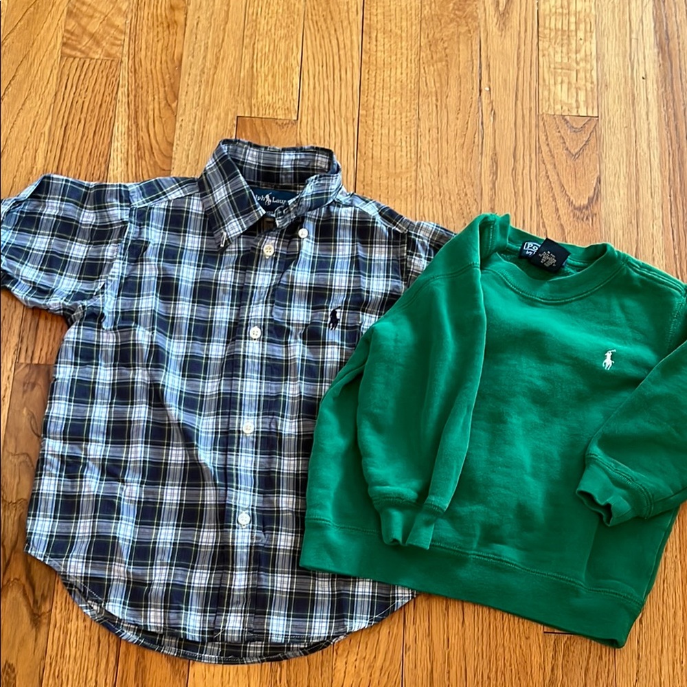 Ralph Lauren button down and crewneck! 24m/2T!